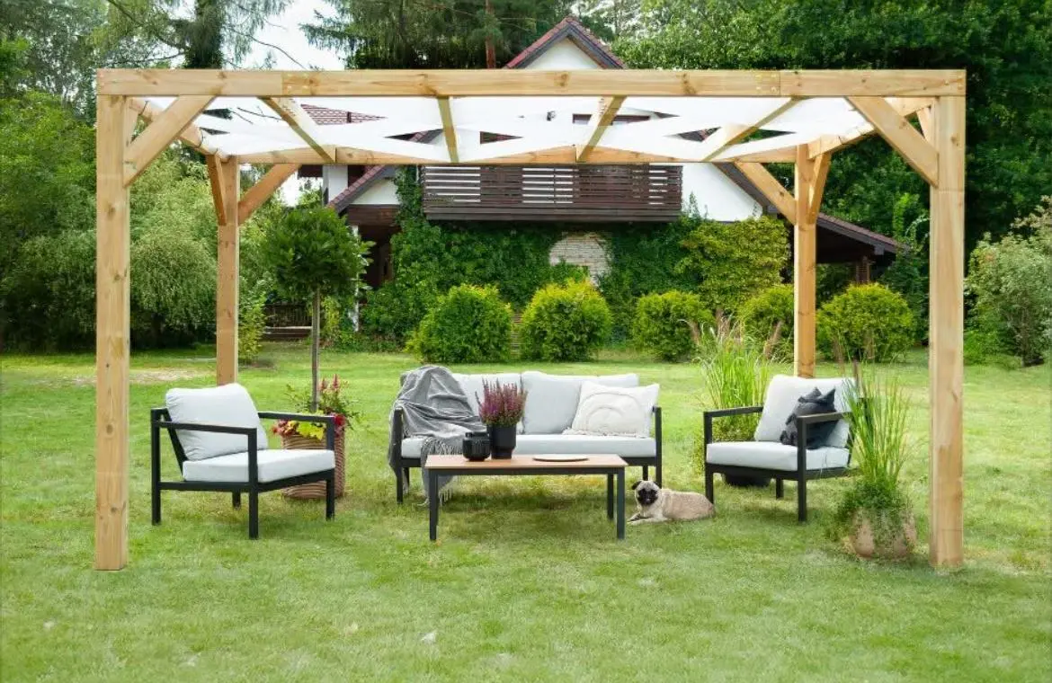 Pergola in legno massello per giardino